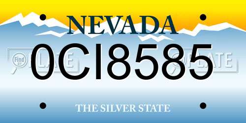 0CI8585 Nevada License Plate
