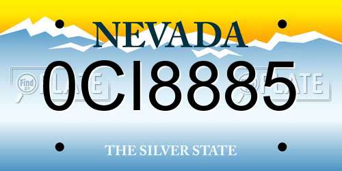 0CI8885 Nevada License Plate