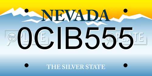 0CIB555 Nevada License Plate