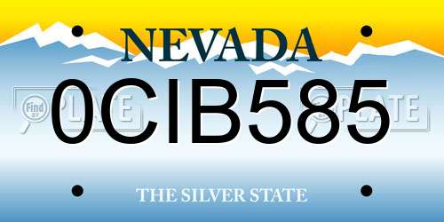 0CIB585 Nevada License Plate