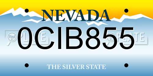 0CIB855 Nevada License Plate