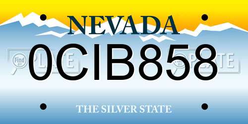0CIB858 Nevada License Plate