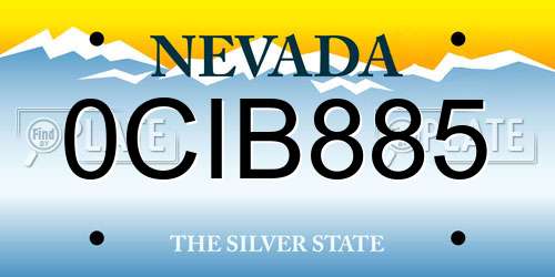 0CIB885 Nevada License Plate