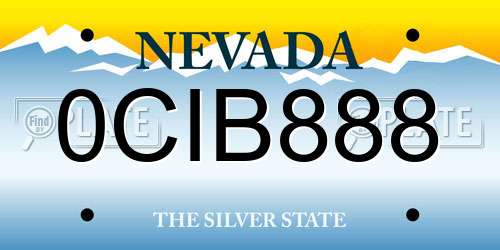 0CIB888 Nevada License Plate