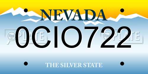 0CIO722 Nevada License Plate