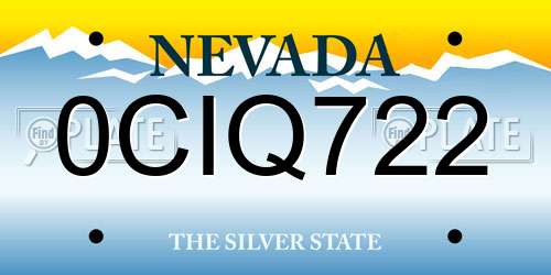 0CIQ722 Nevada License Plate