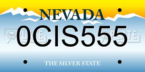 0CIS555 Nevada License Plate