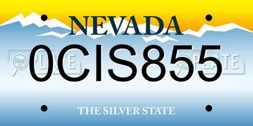 0CIS855 Nevada License Plate