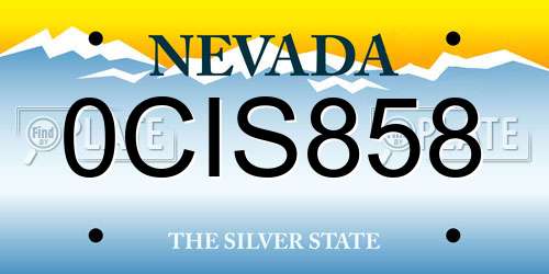 0CIS858 Nevada License Plate