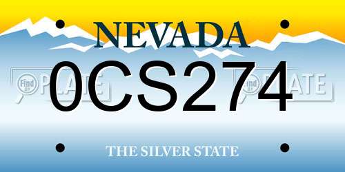 0CS274 Nevada License Plate