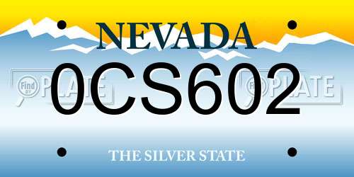 0CS602 Nevada License Plate