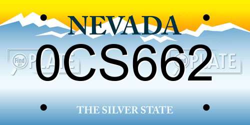 0CS662 Nevada License Plate