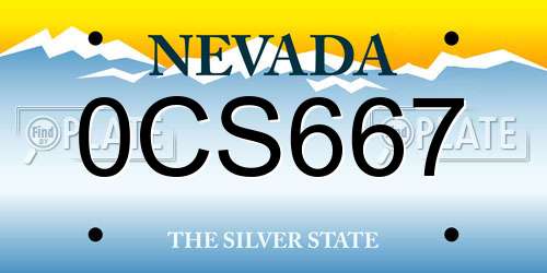 0CS667 Nevada License Plate