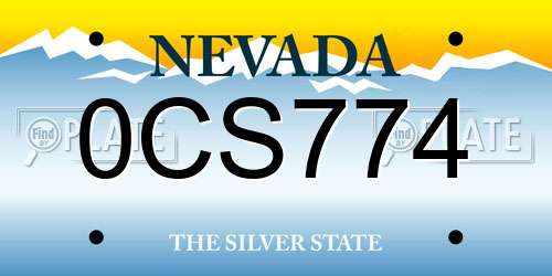 0CS774 Nevada License Plate