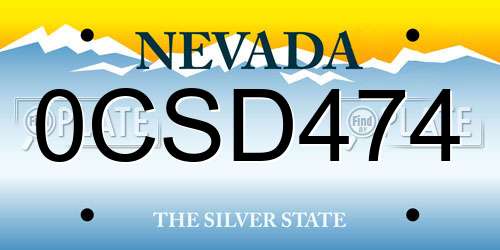 0CSD474 Nevada License Plate