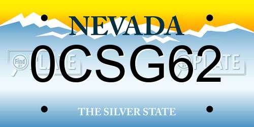 0CSG62 Nevada License Plate