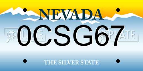 0CSG67 Nevada License Plate