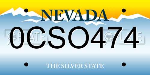 0CSO474 Nevada License Plate