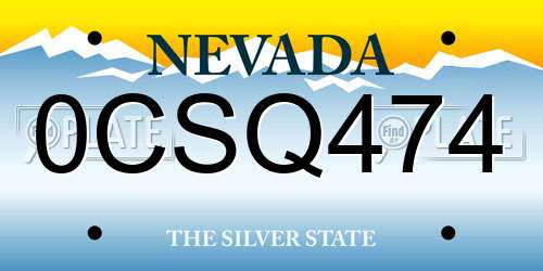 0CSQ474 Nevada License Plate
