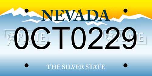 0CT0229 Nevada License Plate