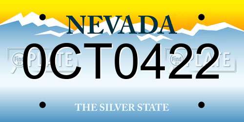 0CT0422 Nevada License Plate