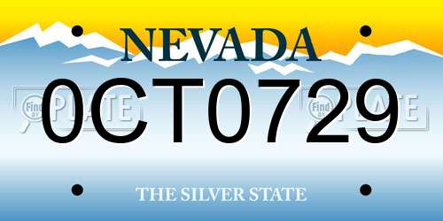 0CT0729 Nevada License Plate