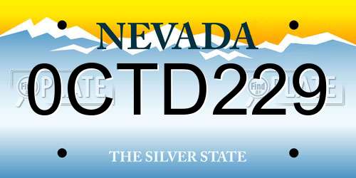 0CTD229 Nevada License Plate