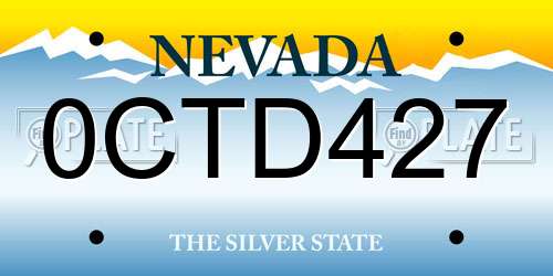 0CTD427 Nevada License Plate