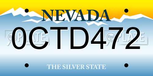 0CTD472 Nevada License Plate
