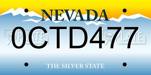 0CTD477 Nevada License Plate