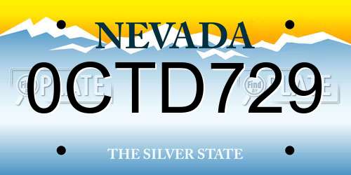 0CTD729 Nevada License Plate