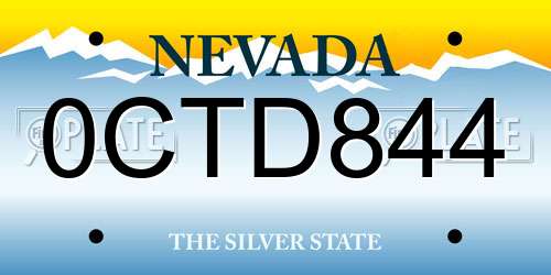 0CTD844 Nevada License Plate