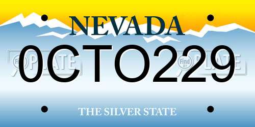 0CTO229 Nevada License Plate
