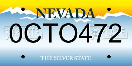 0CTO472 Nevada License Plate