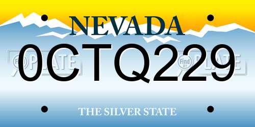 0CTQ229 Nevada License Plate