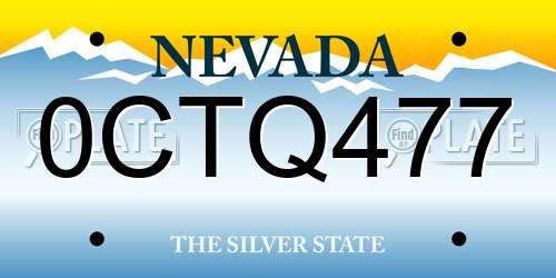 0CTQ477 Nevada License Plate