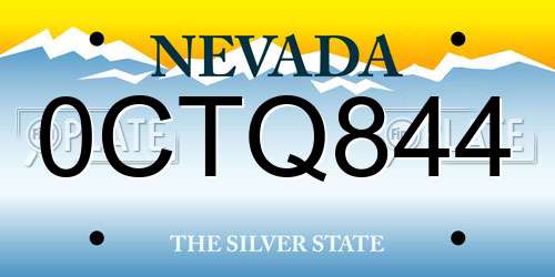 0CTQ844 Nevada License Plate