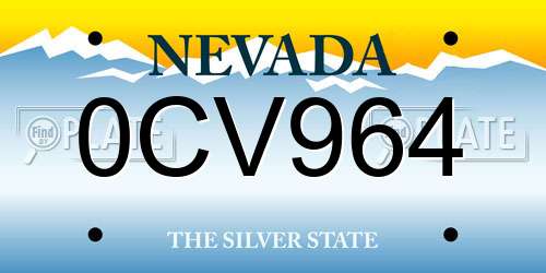 0CV964 Nevada License Plate