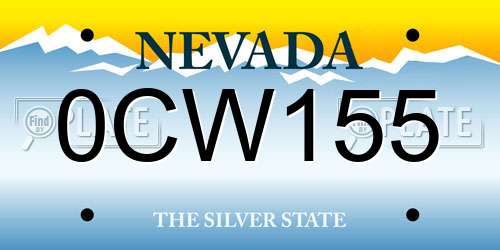 0CW155 Nevada License Plate