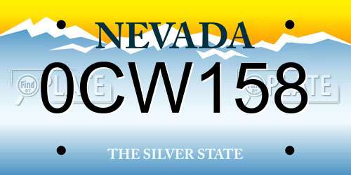 0CW158 Nevada License Plate