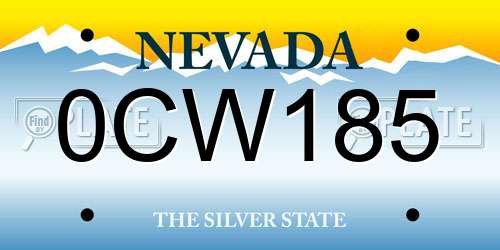 0CW185 Nevada License Plate