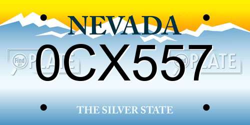 0CX557 Nevada License Plate