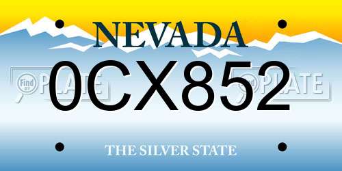 0CX852 Nevada License Plate