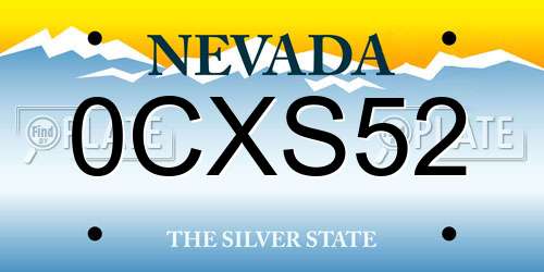 0CXS52 Nevada License Plate