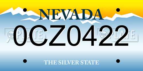 0CZ0422 Nevada License Plate