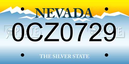 0CZ0729 Nevada License Plate