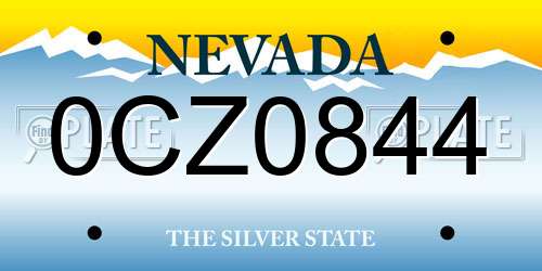 0CZ0844 Nevada License Plate