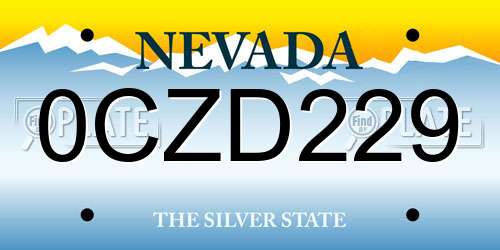 0CZD229 Nevada License Plate