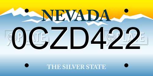 0CZD422 Nevada License Plate