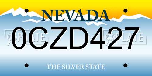 0CZD427 Nevada License Plate
